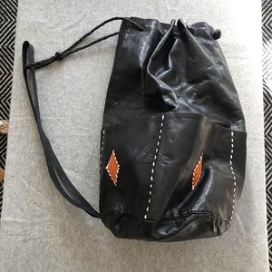 Vintage African-inspired black tote/backpack